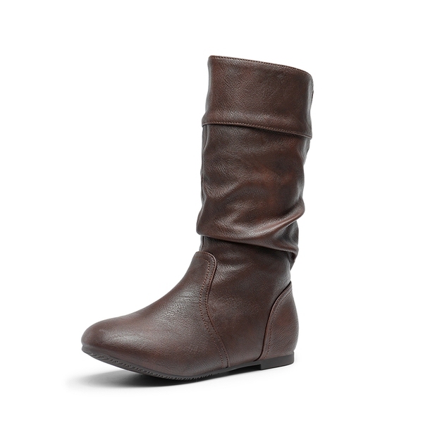 Girls Knee High Boots - BROWN PU -  0